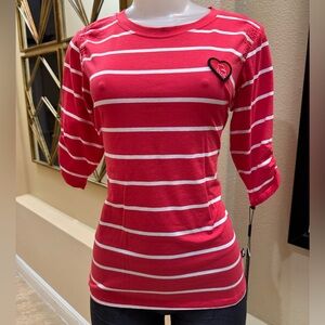 Karl Lagerfeld Paris Stripes Red And White Shirt Small New with Tags
